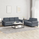 VidaXL Set de canapele cu perne, 2 piese, gri &icirc;nchis, catifea 3202251