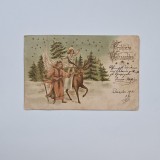 Carte Postala tematica de Craciun Sarbatori Feircite! , circulata cu timbru Timisoara - Temesvar 1901 / Banat / Romania