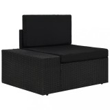 vidaXL Canapea de colț modulară cu cotieră dreapta, negru, poliratan