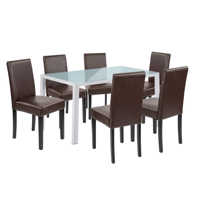 Set de masă Mira 6+1 alb-maro