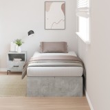 Cadru Pat cu Depozitare vidaXL, 75x190 cm, Gri Beton, Lemn, Single, 2 Sertare, Modern, Robust, Dormitor Adulti
