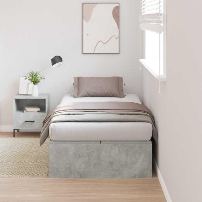 vidaXL Cadru de pat , gri beton, 75 x 190 cm, din lemn prelucrat.