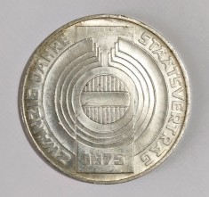 AUSTRIA 100 SCHILLING 1975 20 ANI DE LA TRATATUL PT STAT ARGINT AUNC foto