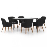 Cumpara ieftin Set de masa pentru gradina, 7 piese, cu perne, negru