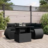 Cumpara ieftin Gossi set mobilier de gradina cu perne, 5 piese, negru, poliratan