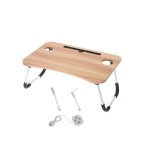 Masa pentru laptop plianta din MDF dimensiune 60 cm x 39.5 cm cu USB, sertar, lampa si ventilator
