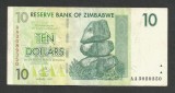 ZIMBABWE 10 DOLARI DOLLARS 2007 [19] P- 67 , VF