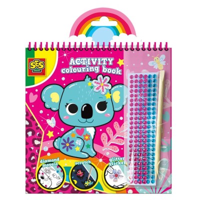 Carte de activitati creative 3 in 1 - Pictura cu diamante, desen prin razuire si stickere foto