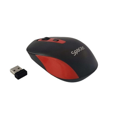 Mouse spacer pc sau nb wireless 2.4ghz optic 1600 dpi butoane/scroll 4/1 negru cu rosu foto