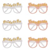Set Ochelari Petrecere, Bride to Be, 6 Bucăți, Alb și Somon, Imprimeu Auriu, Oem