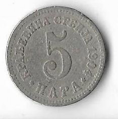 Moneda 5 para 1904 - Serbia foto