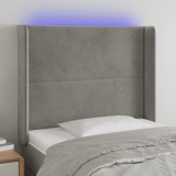 Gossi tablie de pat cu led, gri deschis, 103x16x118/128 cm, catifea