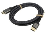 Cablu Goobay DisplayPort la HDMI textil 2m negru-gri 78965