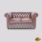 Canapea Chesterfield 2 locuri Brighton FT &ndash; Piele Spălată Manual Antichizată Maro