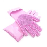 Mănuși Silicon Spălat Vase Roz 30x15cm - Reutilizabile, Impermeabile, Bucătărie, Menaj - Set 2 Bucăți