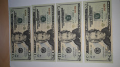 Set 4 bancnote de 20$,serii consecutive foto