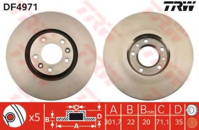 Disc frana CITROEN C6 (TD) (2005 - 2016) TRW DF4971 foto