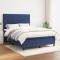 vidaXL Pat continental cu saltea, albastru, 140x200cm, material textil 3141863