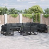 Cumpara ieftin Set de canapele pentru grădină cu pernă 13 pcs Negru Aluminiu