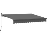 Markiză cu brațe articulate cu alimentare solară și manivelă Outsunny Markiză cu Gelenkarmmarkise pentru protecție solară UV 50+ 400 cm lățime Gri | A