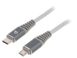 Cablu USB 2.0 Micro USB la USB C 1.5m Alb-Gri, Gembird