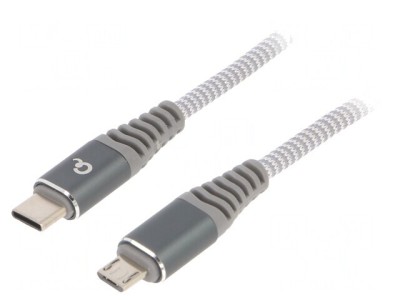 Cablu USB 2.0 Micro USB la USB C 1.5m Alb-Gri foto