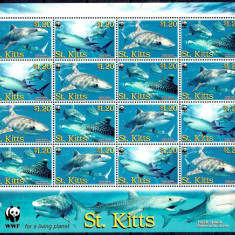 WWF ST KITTS 2007-Groth nr 403-Tiger shark-Coala cu serii de cate 4 timbre MNh