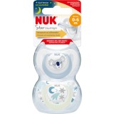 Set 2 suzete NUK STAR, DAY/NIGHT, SILICON, 0-6 luni, baieti