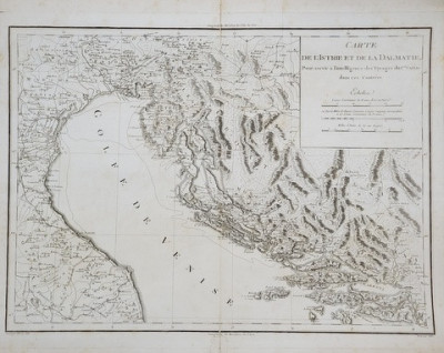 CARTE DE L &amp;#039;ISTRIE ET DE LA DALMATIE , GRAVEE par PERRIER FILS , 1802 foto