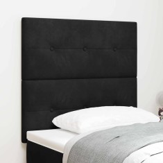 vidaXL Tăblie cap cu lumini cu bandă LED Negru 100 cm Catifea 3338419
