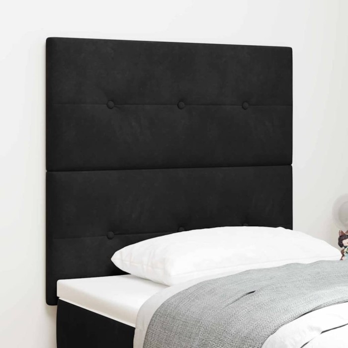 vidaXL Tăblie cap Pe perete cu headboard Manual Negru 100 cm Catifea