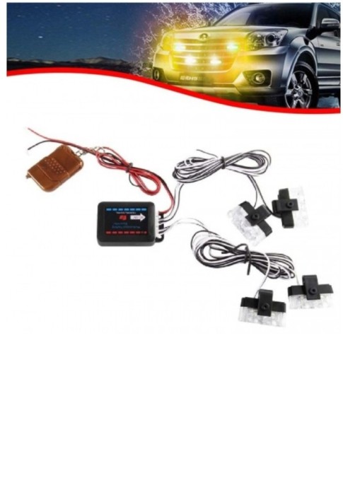 pachet 5 x Kit 4x lampi led stroboscopice cu telecomanda , lumina portocalie