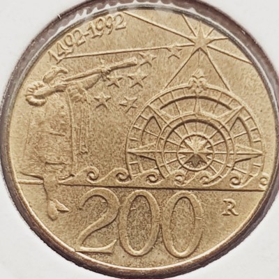2678 San Marino 200 Lire 1992 Colombus Discovery of America km 285 foto