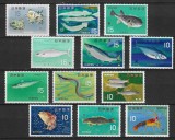 Fauna marina, Japonia, pesti, 1966, seria de 12 valori, MNH