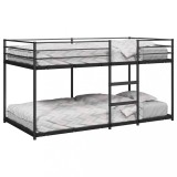 Pat supraetajat Gossi negru, otel, 90x190 cm, economie spatiu, scara inclusa, protectie laterala, ideal copii si oaspeti