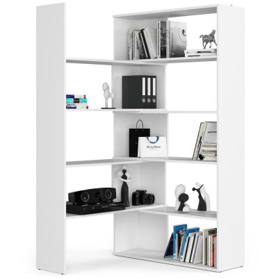 Biblioteca, placa laminata, 2 module, 2x5 rafturi, alb, 182 cm, Twist foto