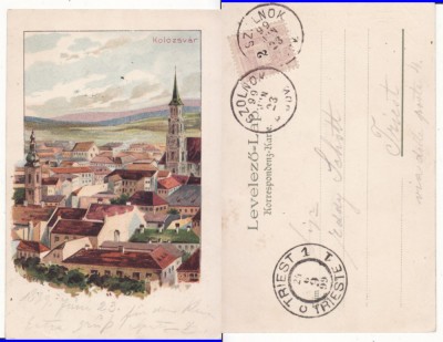 Cluj -litografie , rara foto