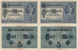 2 x 1917 ( 1 VIII ) , 5 mark ( P-56a ) - Germania - stare aUNC
