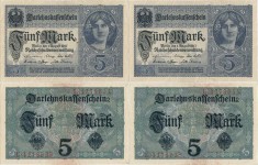 2 x 1917 ( 1 VIII ) , 5 mark ( P-56a ) - Germania - stare aUNC