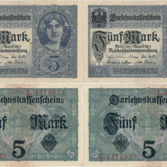 2 x 1917 ( 1 VIII ) , 5 mark ( P-56a ) - Germania - stare aUNC