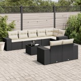 Cumpara ieftin Gossi set mobilier de gradina cu perne, 9 piese, negru, poliratan