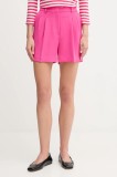 Dkny pantaloni scurți culoarea roz, uni, high waist, UD5P2060