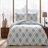 Cumpara ieftin Lenjerie 1 Persoana cu Elastic 100x200 Flanel Andra Albastru (Bumbac 100%)