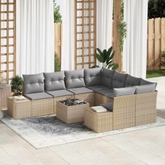 vidaXL Set de canapele pentru grădină 9 pcs Bej și gri 55 x 55 x 37 cm 3355669