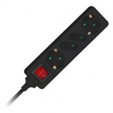PRELUNGITOR 4 CAI CU INTRERUPATOR 1.5M( 3G1.5MM2) NEGRU, V-TAC