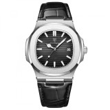 Cumpara ieftin Ceas barbati Poedagar Casual Fashion Quartz Analog Piele Negru Argintiu