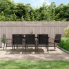VidaXL Set mobilier de grădină, 9 piese, negru, textilenă și oțel 3187040