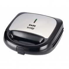 Sandwich maker multifunctional Zass, 1000 W, 3 placi teflonate, 23 x 13 cm, ABS, Negru/Gri