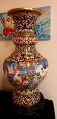 Vaza China / Chinezeasca Cloisonne 100% Pur Bronz 1920 foto