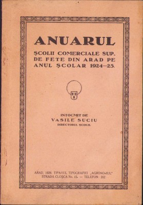HST C1149 Anuarul Școlii Comerciale Sup de fete din Arad 1924-25 foto